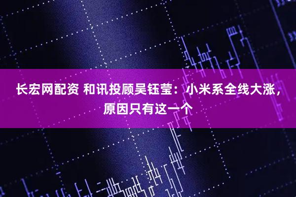 长宏网配资 和讯投顾吴钰莹：小米系全线大涨，原因只有这一个