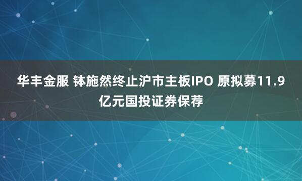 华丰金服 钵施然终止沪市主板IPO 原拟募11.9亿元国投证券保荐