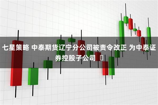 七星策略 中泰期货辽宁分公司被责令改正 为中泰证券控股子公司  ​